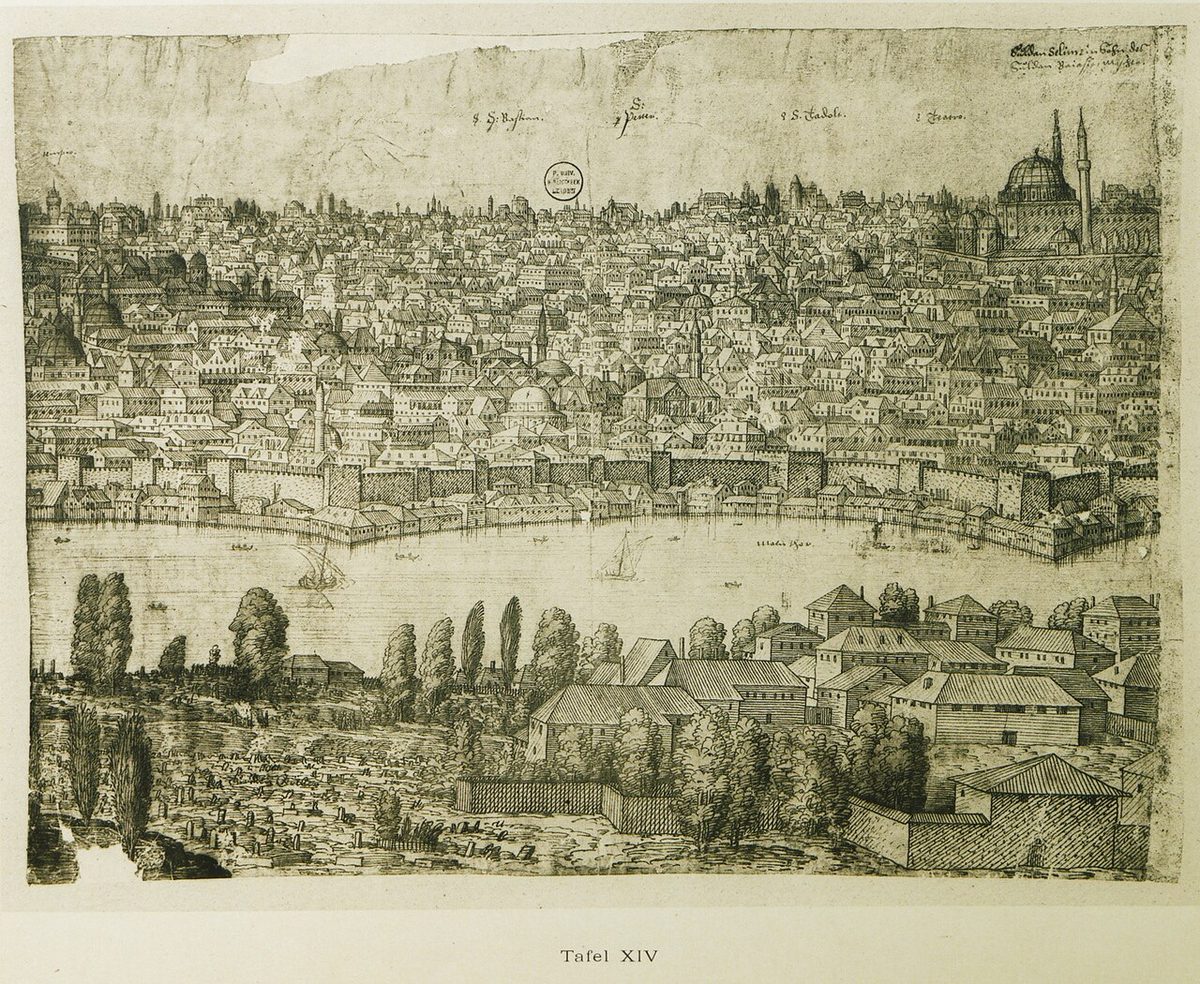 Melchior Lorck'un 1559 tarihli İstanbul panoramasının 14. sayfası
