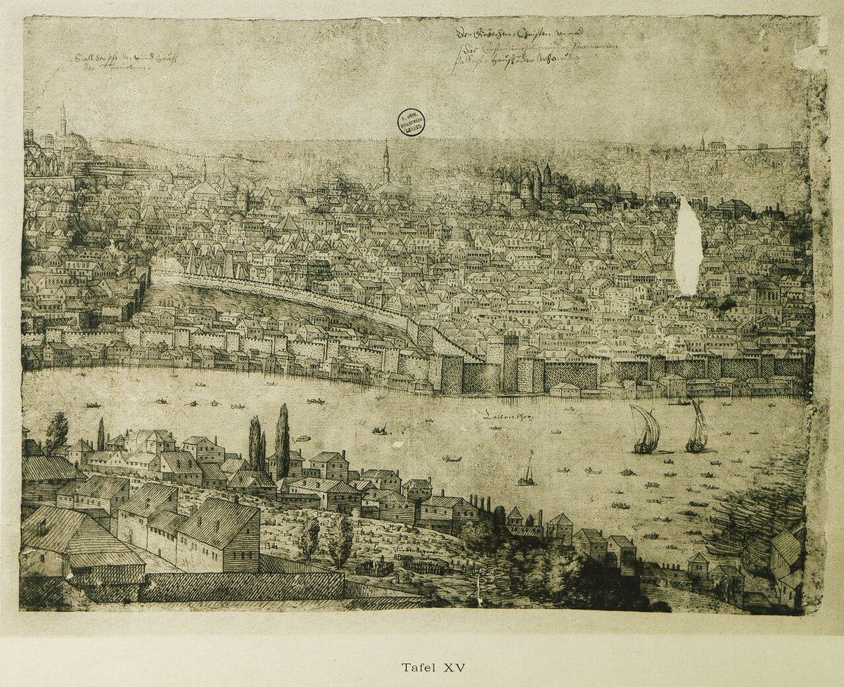 Melchior Lorck'un 1559 tarihli İstanbul panoramasından Kasımpaşa tersanesini gösteren bölüm