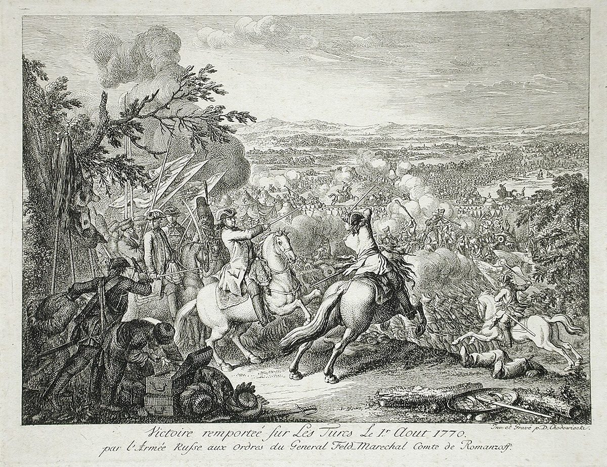 Rumyantsev'in 1 Ağustos 1770 Kartal zaferini gösteren gravür