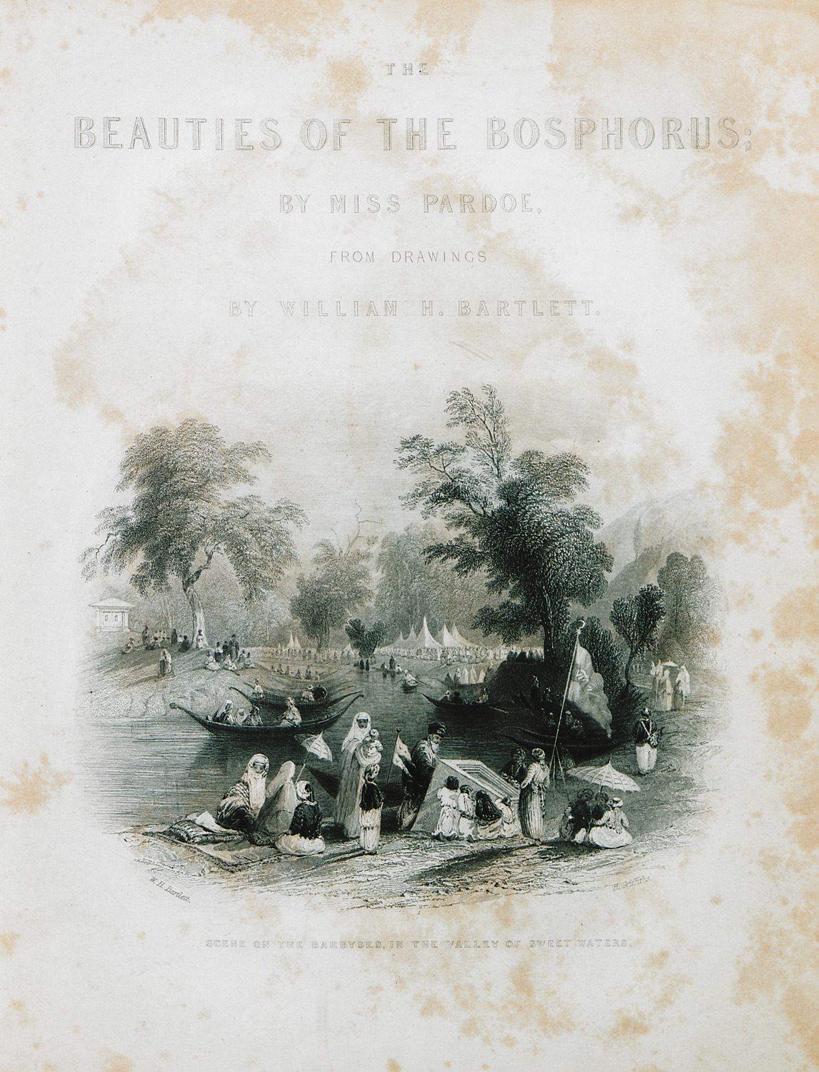 Kağıthane deresi kıyısında gezinti sahnesi, 1839 tarihli gravür