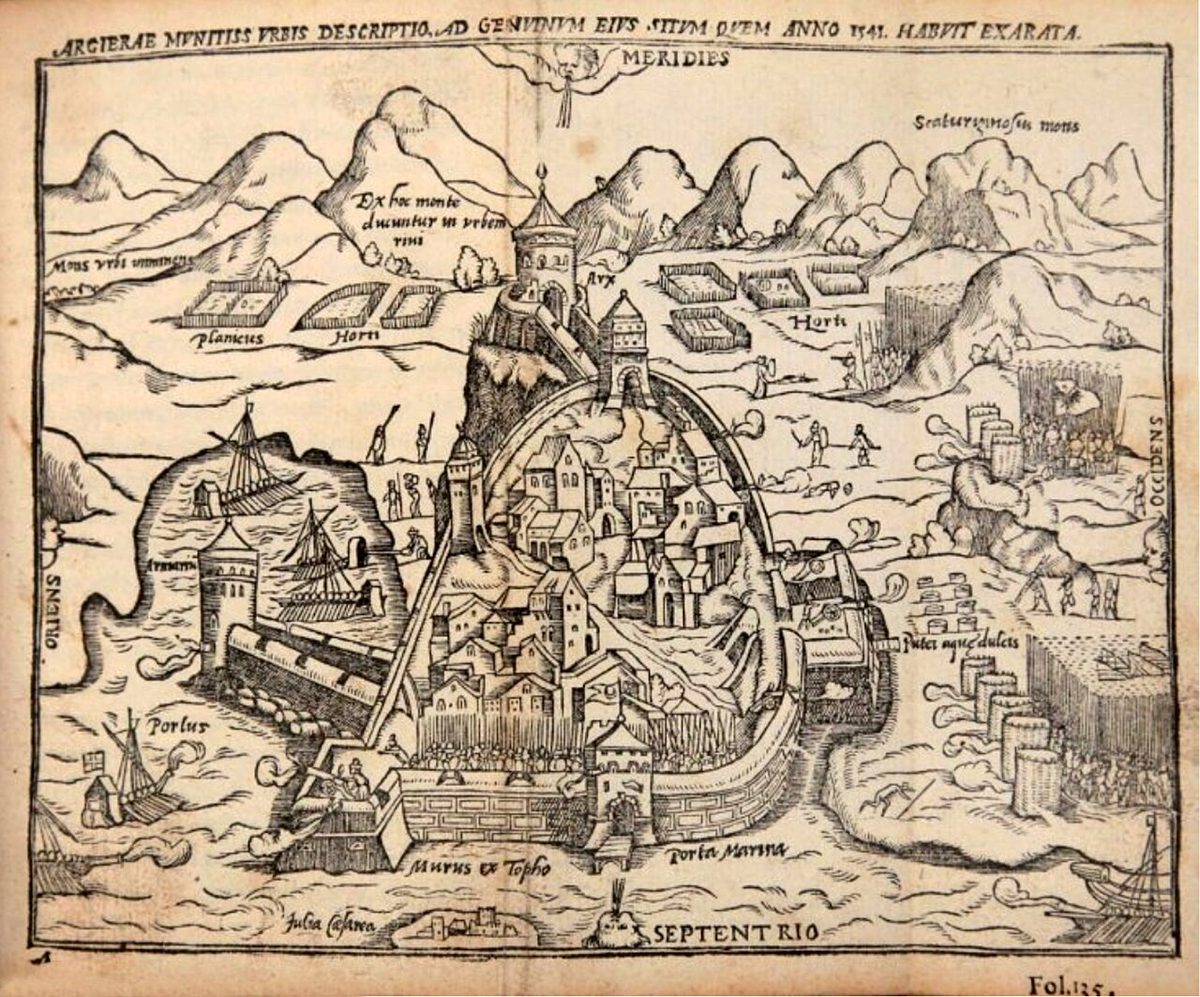 1541 Cezayir kuşatmasını gösteren bir Avrupa gravürü