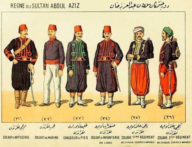 Sultan Abdülaziz dönemi Osmanlı piyade üniformaları