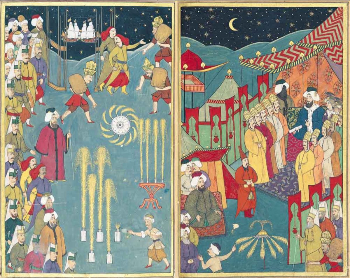 1720 şenliklerinde Haliç üzerinde yapılan havai fişek gösterisi