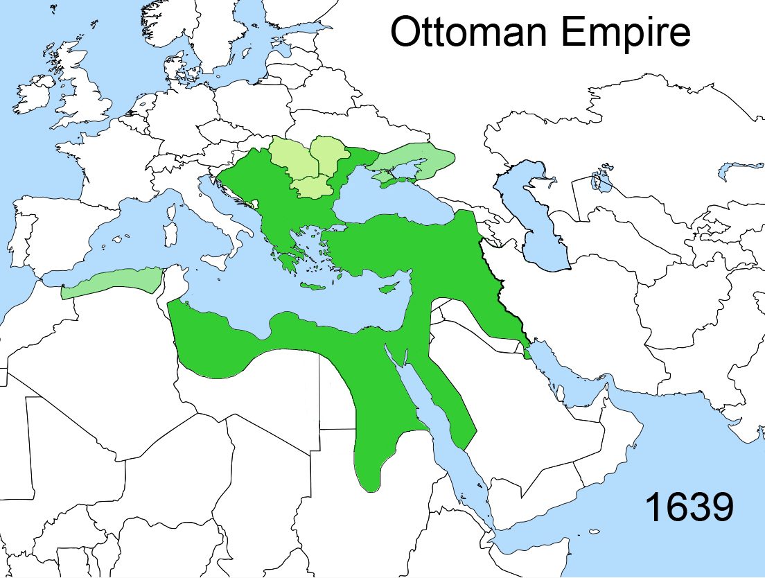 1639'da Osmanlı topraklarındaki değişimi gösteren harita
