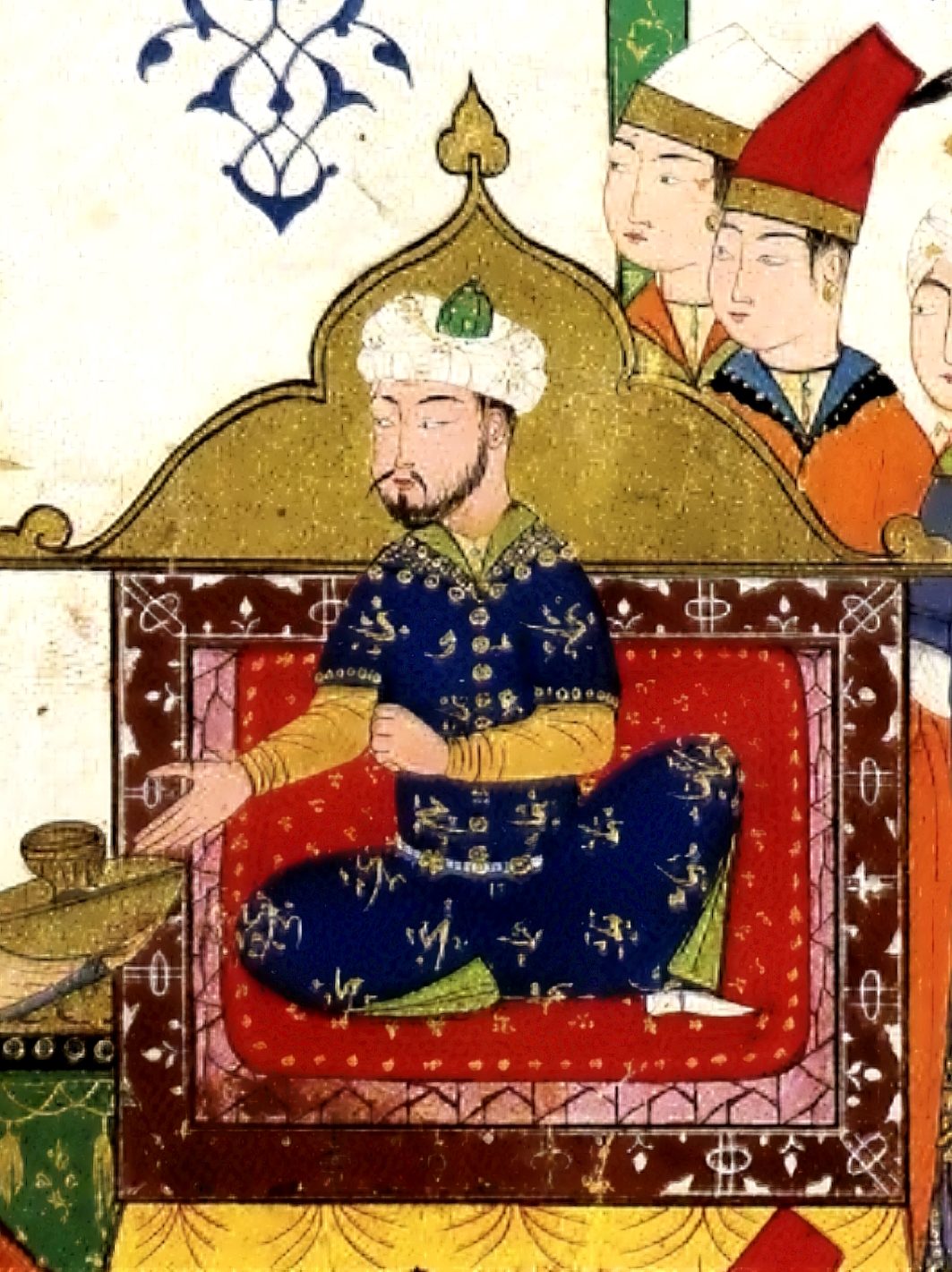 Ahmedî'nin İskendernâme nüshasından I. Bayezid'in tahta çıkışını gösteren minyatür