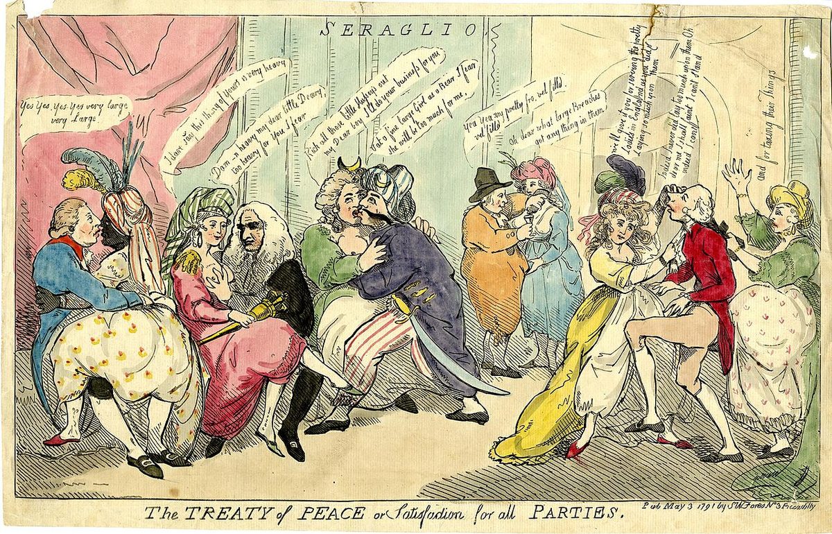 1791–1792 barışını konu alan dönemin İngiliz karikatürü