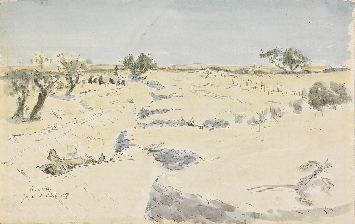 Gazze önlerindeki siperleri gösteren 1917 tarihli resim