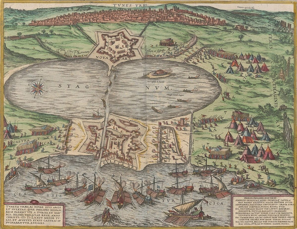 1574 kuşatması sırasında Tunus şehrini gösteren dönem gravürü