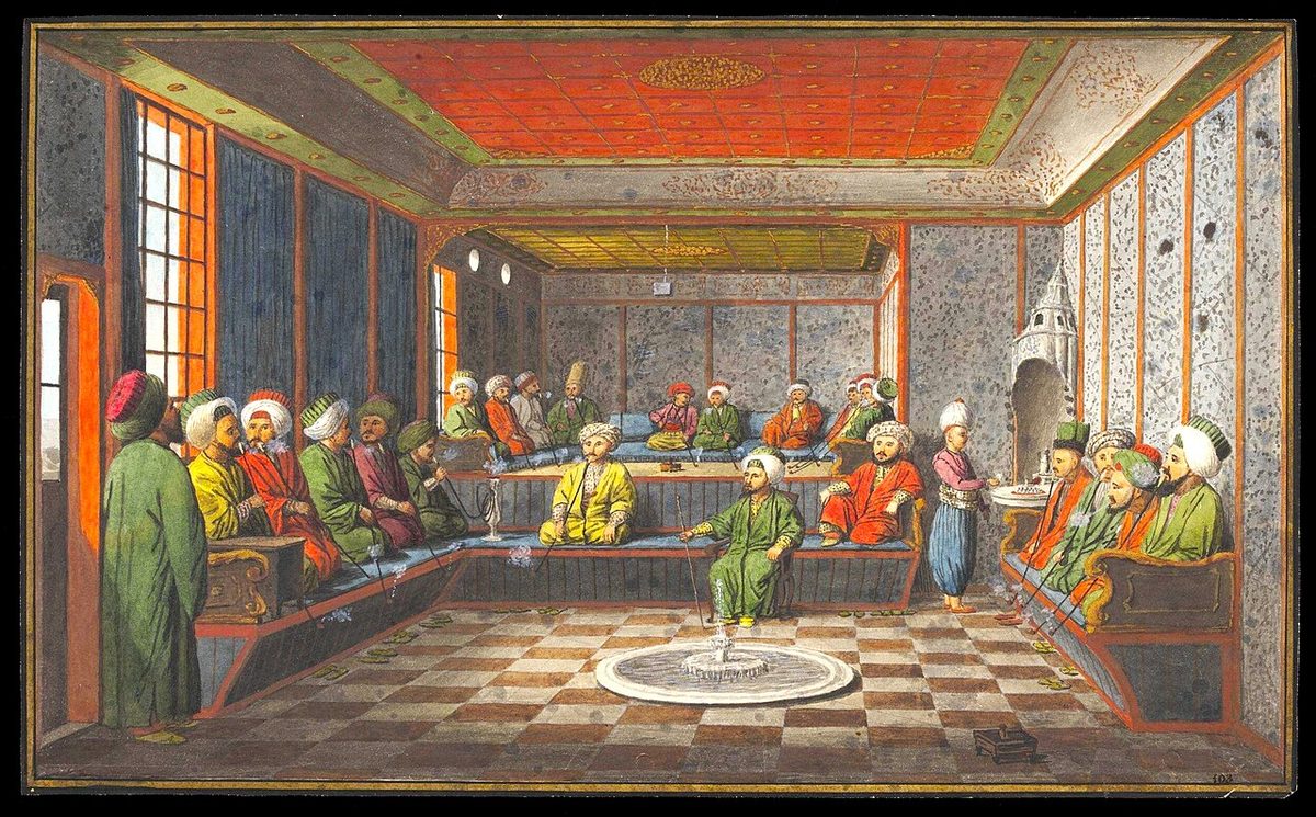 Victoria and Albert Müzesi'ndeki bir Osmanlı kahvehanesi tasviri