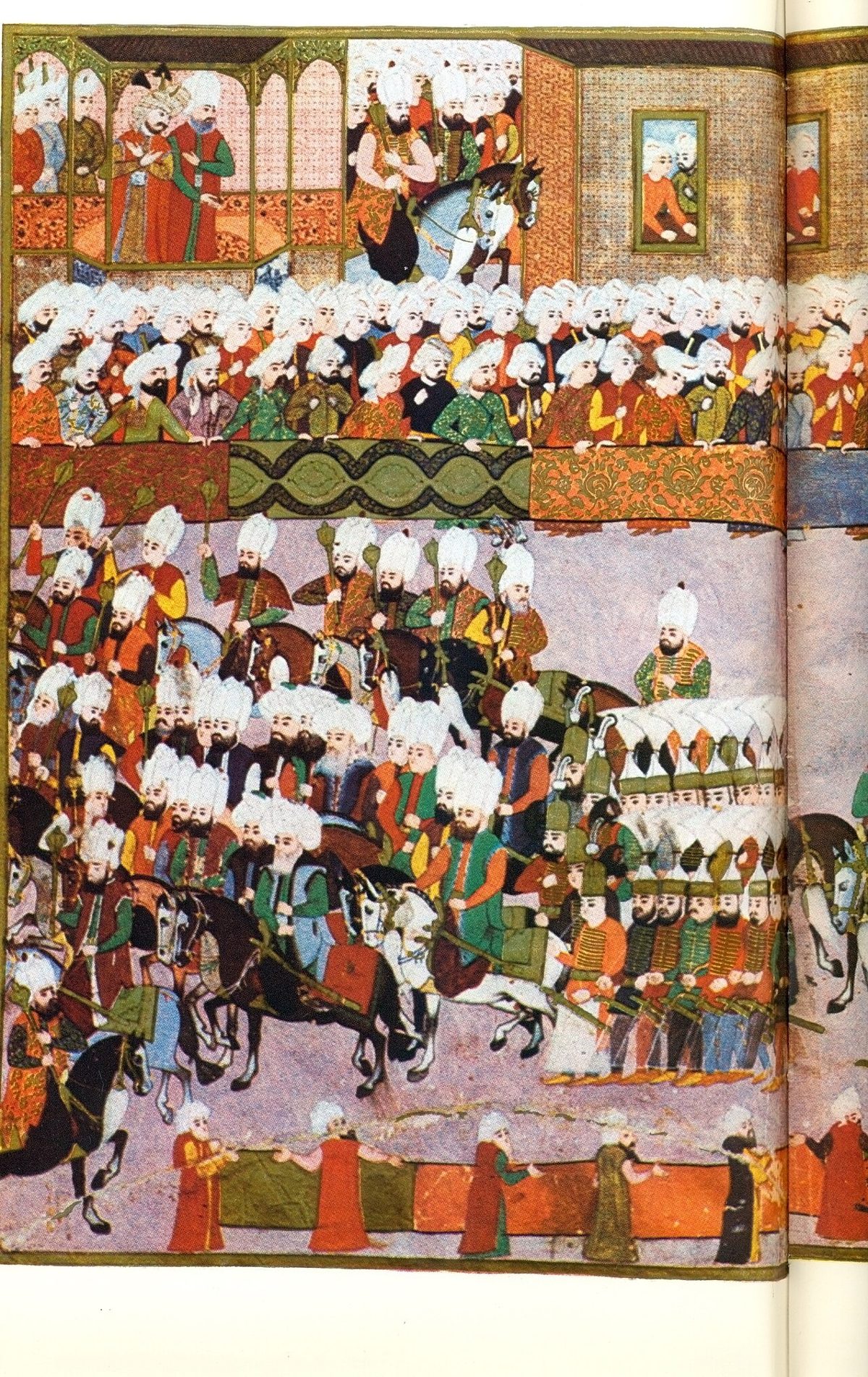 III. Mehmed'in Eğri fethinden sonraki zafer alayını gösteren minyatür